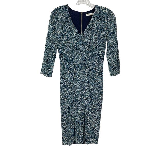 NWOT WHISTLES Dress 2 Silk Colette Darting Arrow V Neck Twist Ruched Pleat - Picture 1 of 7